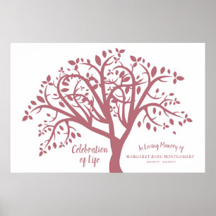 Affiche Célébration de l'arbre de vie Moderne Rose Script