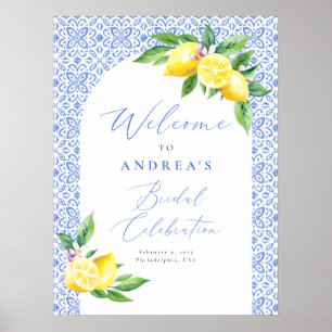 Affiche Célébration de mariage Positano en carrelage bleu 