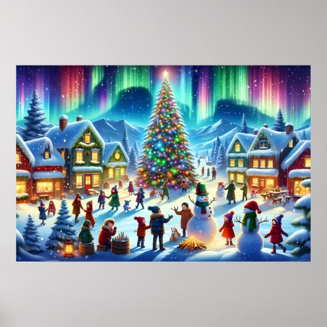 Affiche Célébration de Noël d'hiver des Aurores Boréales (Devant)