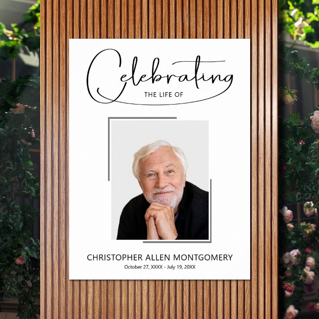 Affiche Célébration de photo de mémorial funéraire de la v (Celebration of Life photo memorial funeral poster - INSTANT DOWNLOAD or PRINTED (framed, too))