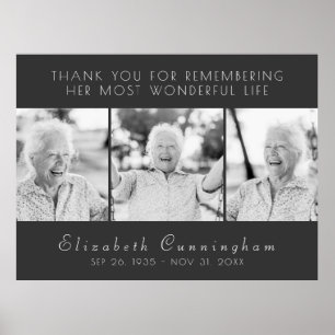 Affiche Célébration de sa vie Moderne Simple Trois photos