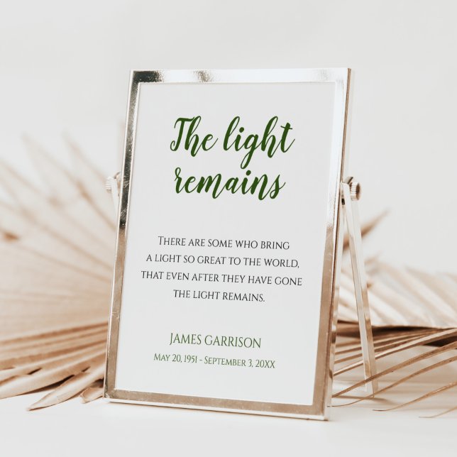 Affiche Célébration de service funèbre Citation Verte La L (Créateur téléchargé)