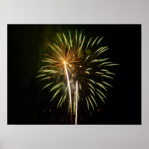 Affiche Célébration de vacances de feux d'artifice verts e