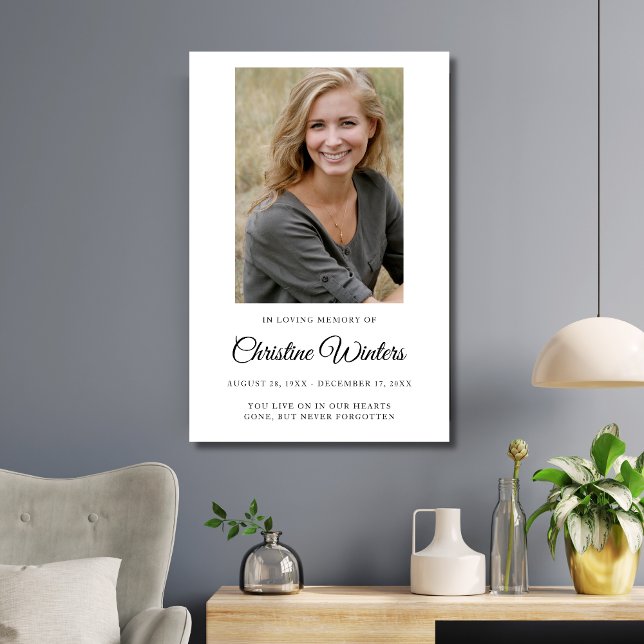 Affiche Célébration de vie moderne personnalisée de funéra (Photo Memorial Poster)
