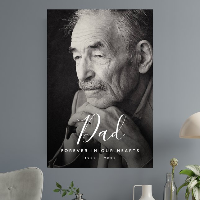 Affiche Célébration de vie personnalisée et moderne des fu (Dad Photo Memorial Poster)