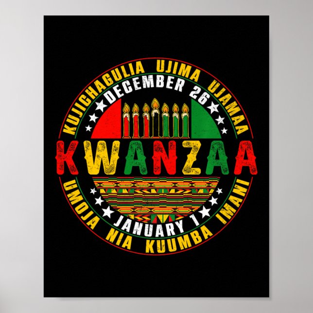 Affiche Célébration des principes Kwanzaa Kinara Bougies P (Devant)