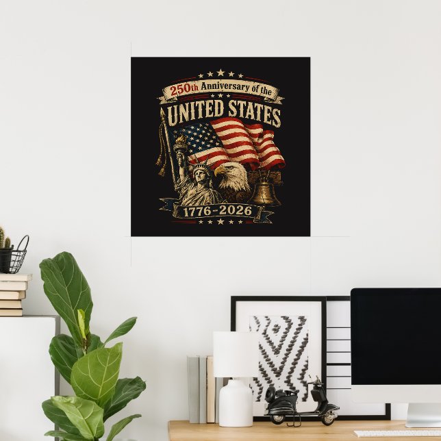 Affiche Célébration du 250e anniversaire des États-Unis (Bureau à domicile)