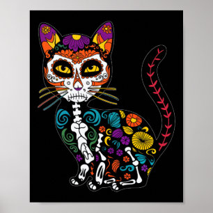 Affiche Célébration du chat crâne de sucre pour les Amoure