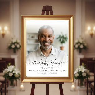 Affiche Célébration funéraire de la mémoire photo de vie