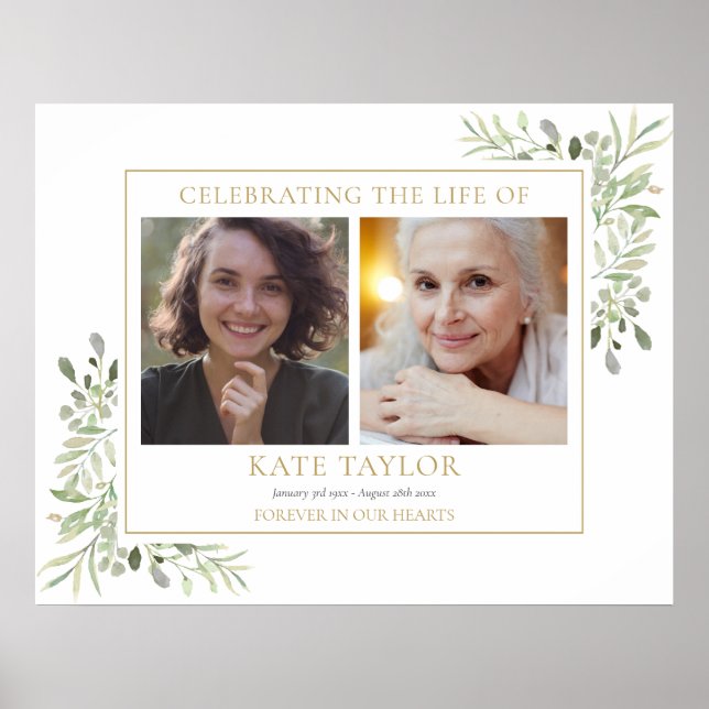 Affiche Célébration Funéraire De La Vie 2 Photo avec du fe (Devant)