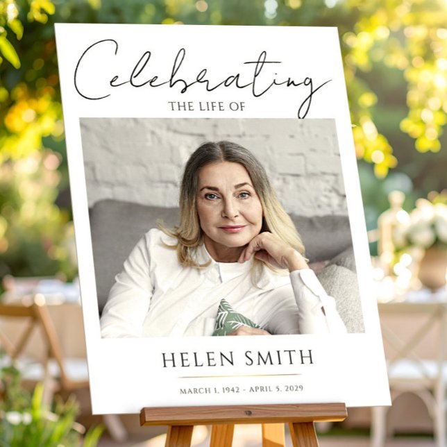 Affiche Celebration of Life - Memorial Photo Funeral (Funeral Photo Memorial For Mom Poster, Celebration of Life, Loss and Grief)