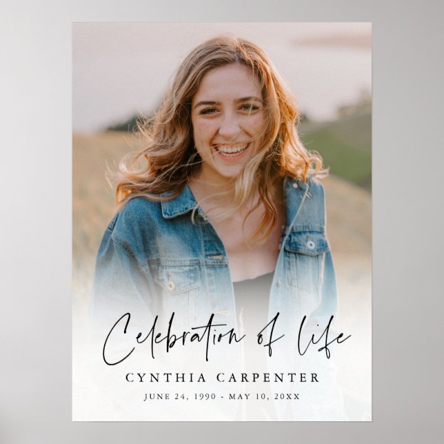 Affiche Célébration Simple de la Vie avec Photo de Mémoire (Devant)