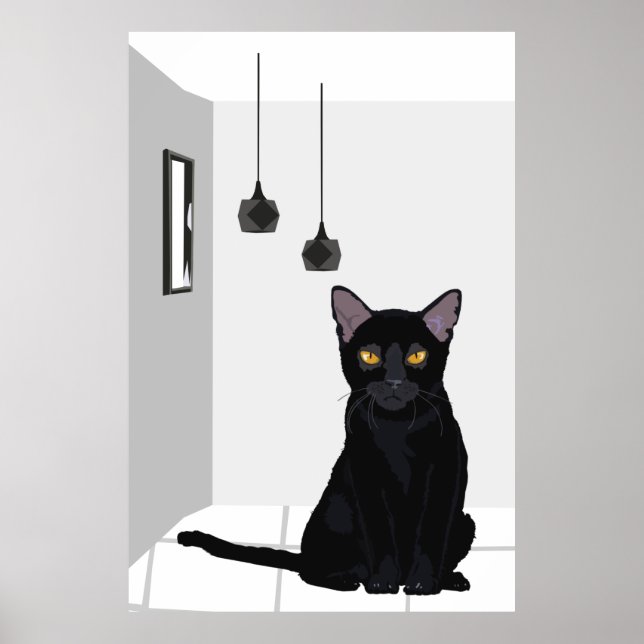 Affiche Célèbre chat noir aux yeux orange (Devant)