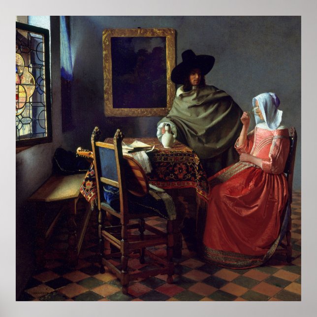 Affiche Célèbre néerlandais Vermeer peinture vintage (Devant)