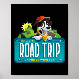 Affiche Célébrer le voyage en voiture des enfants sur la r