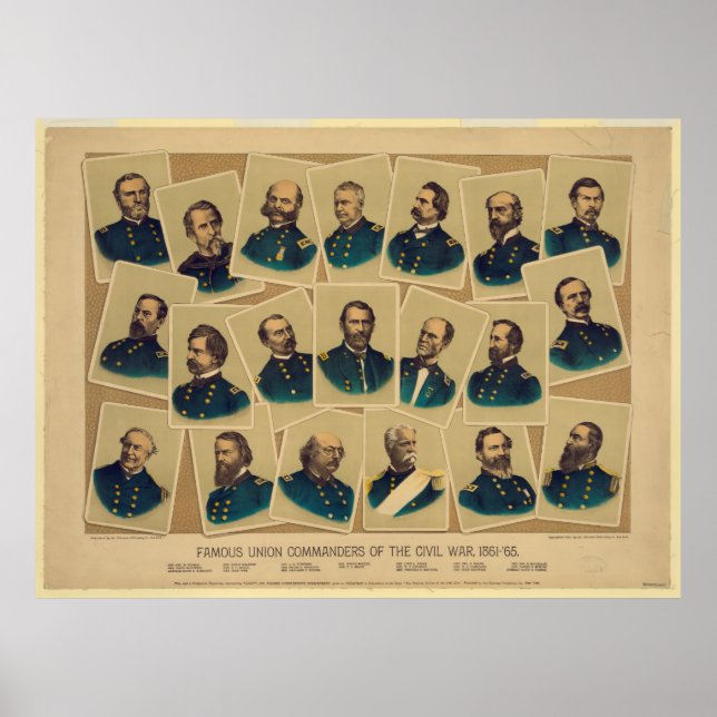 Affiche Célèbres commandants de l'Union de la guerre civil (Devant)