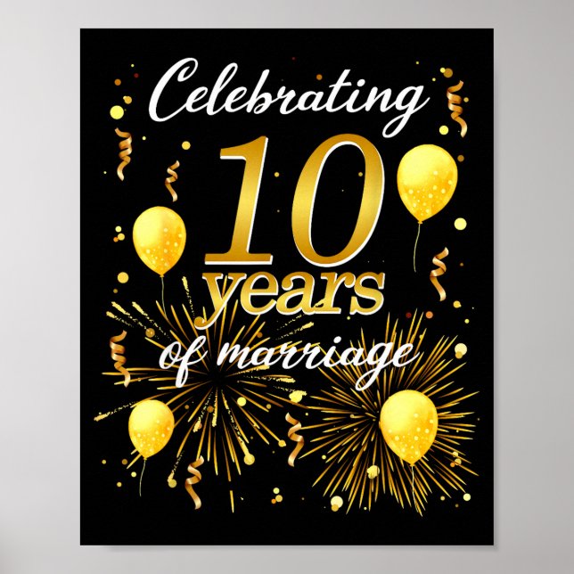 Affiche Célébrez 10 Ans De Mariage Le 10ème Anniversaire D (Devant)
