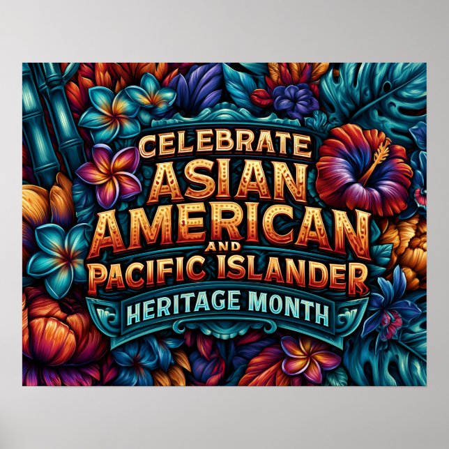 Affiche Célébrez le Mois du patrimoine AAPI Feuillage trop (Devant)