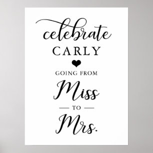Affiche Célébrez Miss Mrs Shower de mariage Cœur BIENVENUE