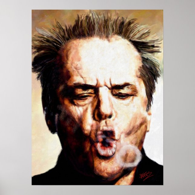 Affiche Célébrité Jack Nicholson anneau de fumée (Devant)