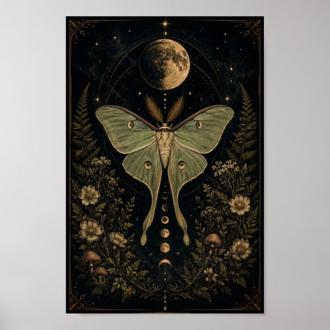 Affiche céleste du papillon de lune | Phase de lun (Devant)