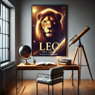 Affiche céleste du zodiaque Lion Leo