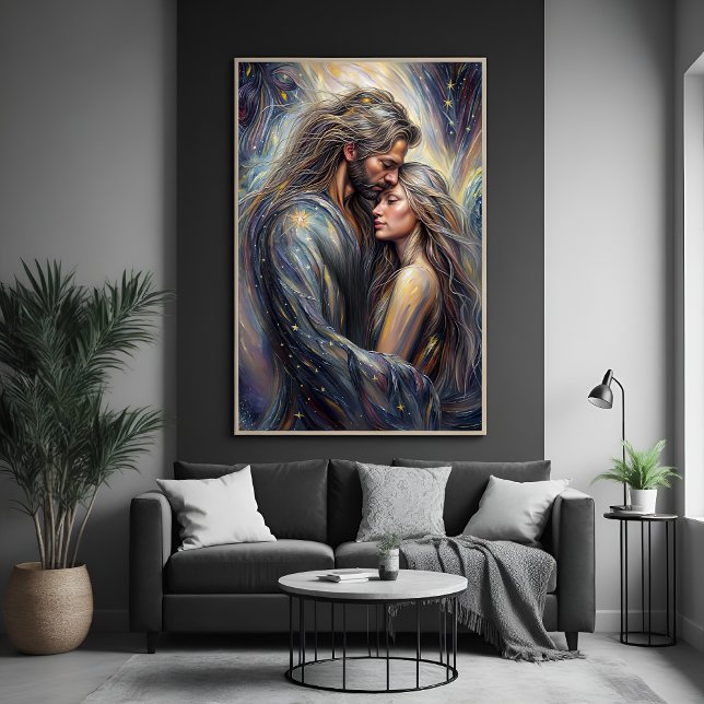 Affiche Céleste Embrace Romantique Starry Night Art (Créateur téléchargé)