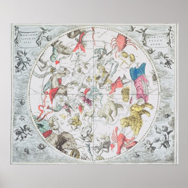 Affiche Céleste montrant les signes du Zodiaque (Devant)