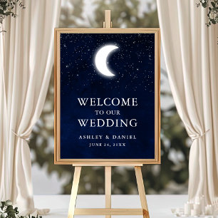 Affiche Celestial Blue Sky Moon Stars Mariage Bienvenue