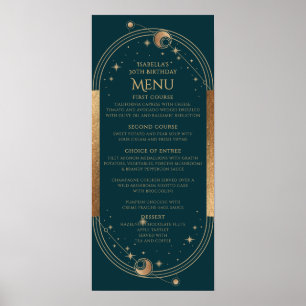 Affiche Celestial Green Gold Sun Moon Stars 30e anniversai