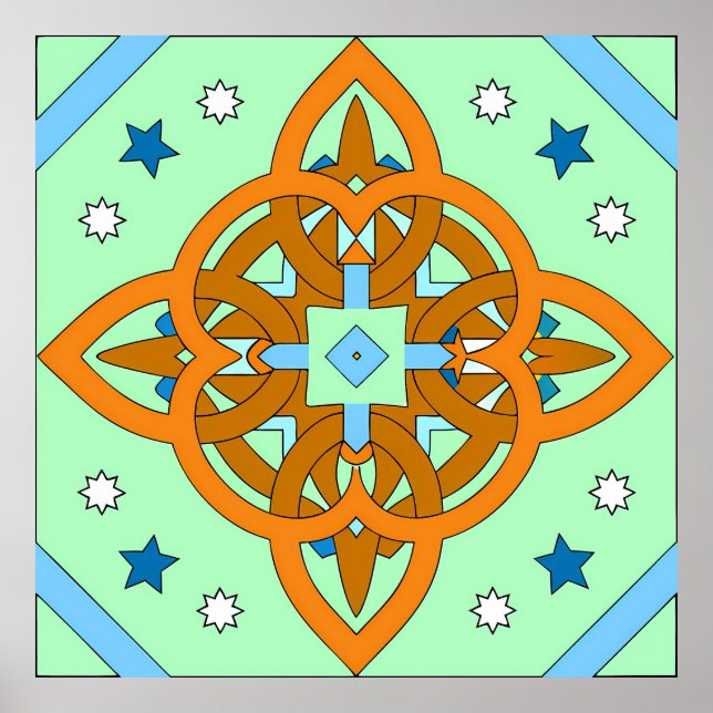 Affiche Celestial Knot Art Prints | Unique Star Patterns (Devant)