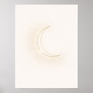 Affiche Celestial Minimal Moon Wall Art – Beige Crescent