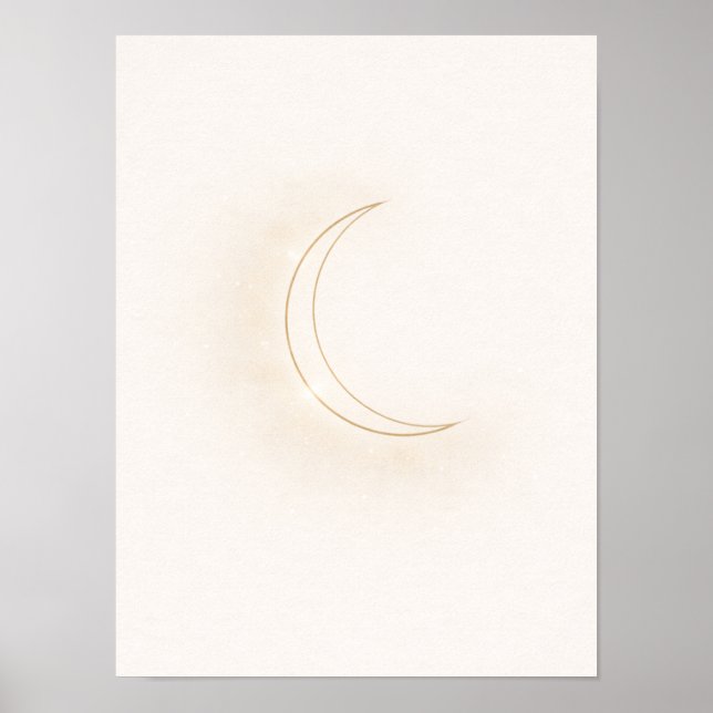 Affiche Celestial Minimal Moon Wall Art – Beige Crescent (Devant)