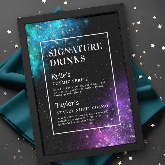 Affiche Celestial Nebula Starry Signature Boissons Mariage (Créateur téléchargé)