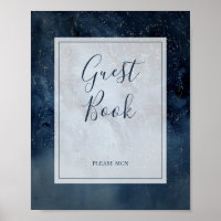 Celestial Night Sky With Frame Guest Book Sign