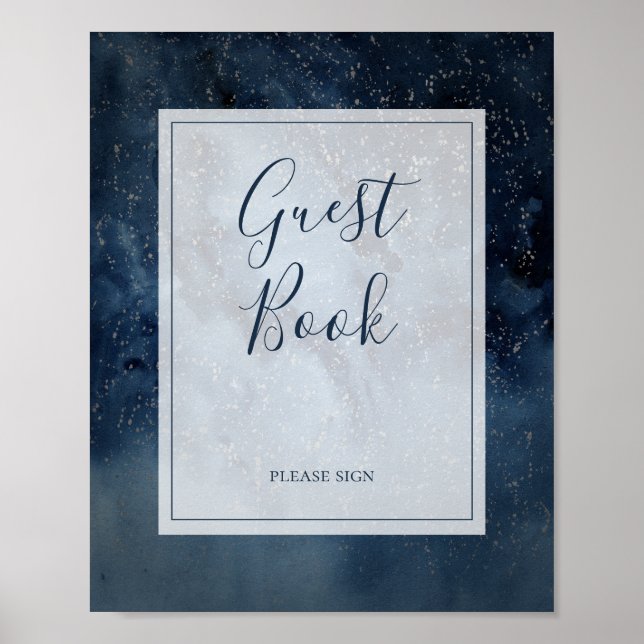 Affiche Celestial Night Sky With Frame Guest Book Sign (Devant)