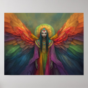 Affiche Celestial Rainbow Goddess Angel Spirit Guide Art