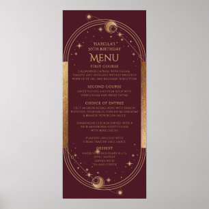 Affiche Celestial Red Gold Sun Moon Stars 30e anniversaire