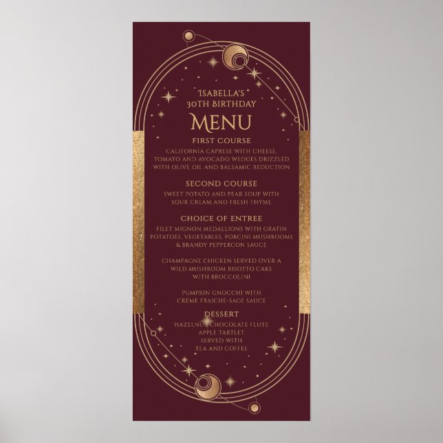 Affiche Celestial Red Gold Sun Moon Stars 30e anniversaire (Devant)