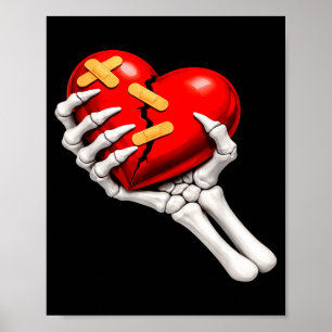 Affiche Célibataire anti Saint-Valentin squelette et au cœ