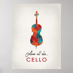 Affiche Cello - Bright Colorée Music