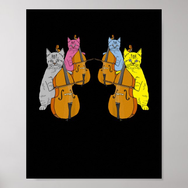 Affiche Cello Cats Violon Violon Musiciens Musique (Devant)