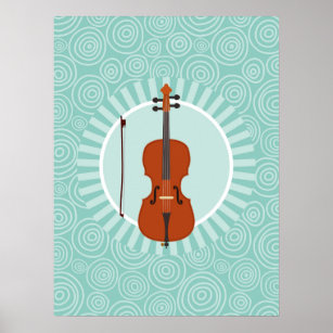 Affiche Cello Fun Turquoise Swirl Music