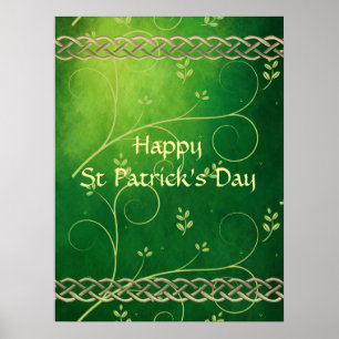 Affiche Céltic Green Knots & Feuilles