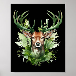 Affiche Celtic Knot Deer Irish Elk Green St. Patrick's Day