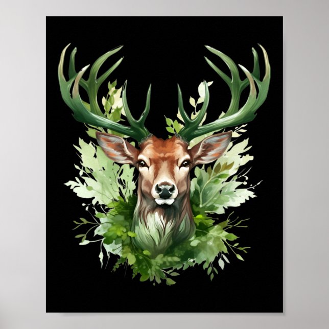 Affiche Celtic Knot Deer Irish Elk Green St. Patrick's Day (Devant)