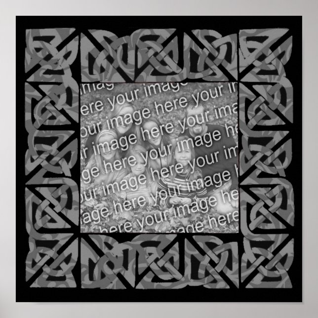 Affiche Céltic Knots Gris Cadre Ajouter Votre Photo (Devant)
