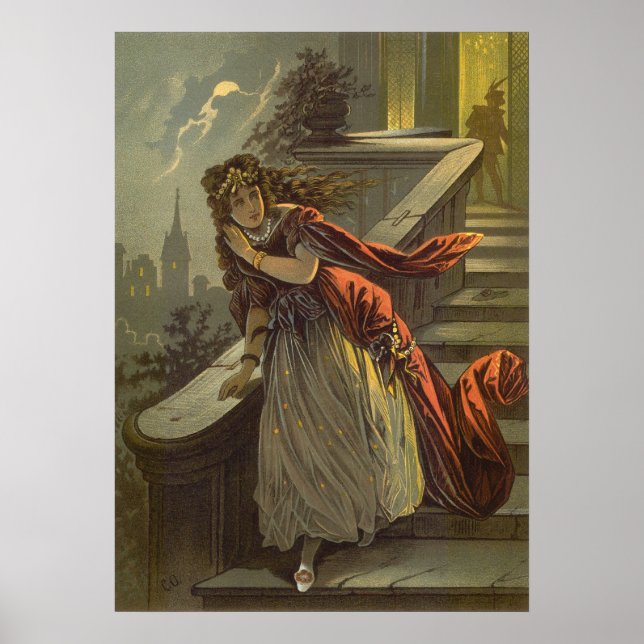 Affiche Cendrillon vintage, contes de fées victoriens (Devant)