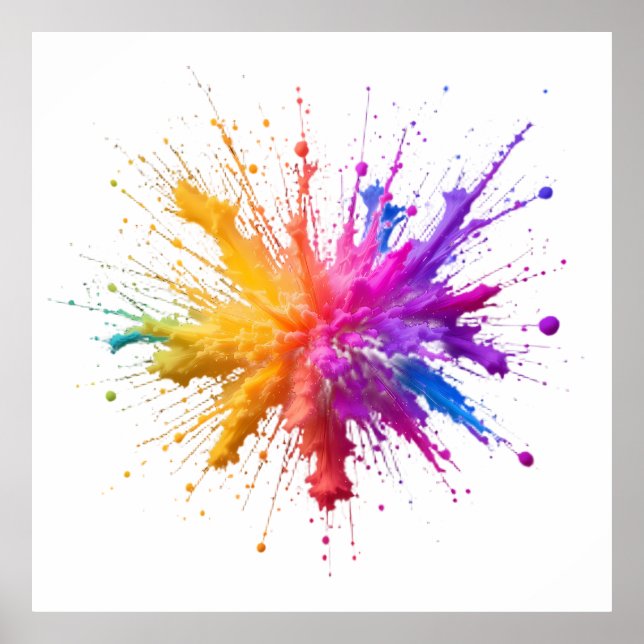 Affiche Central Burst of Vibrant Colorful Powders (Devant)