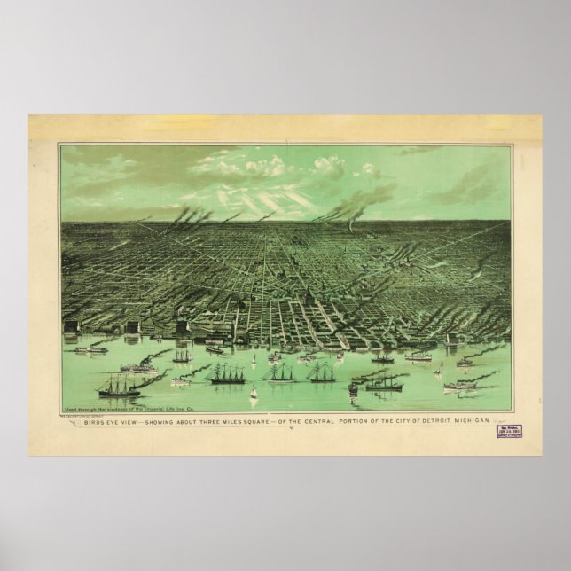 Affiche Central Detroit, Michigan (1910) (Devant)
